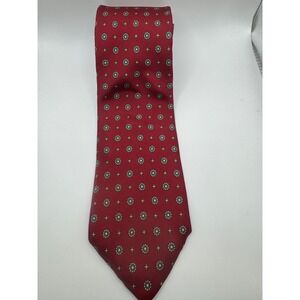 Lands End Silk Red Floral Pattern Men's Necktie